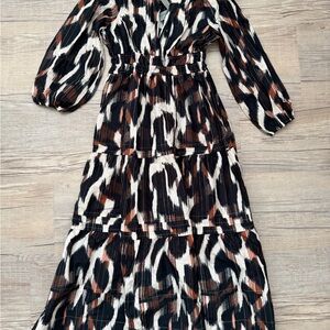 Chic Black and Brown Long Sleeve Dress